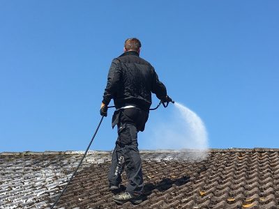 Man,Cleaning,Roof